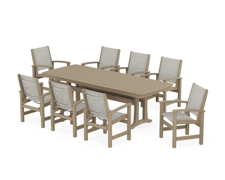 POLYWOOD® Coastal 9-Piece Dining Set with Trestle Legs