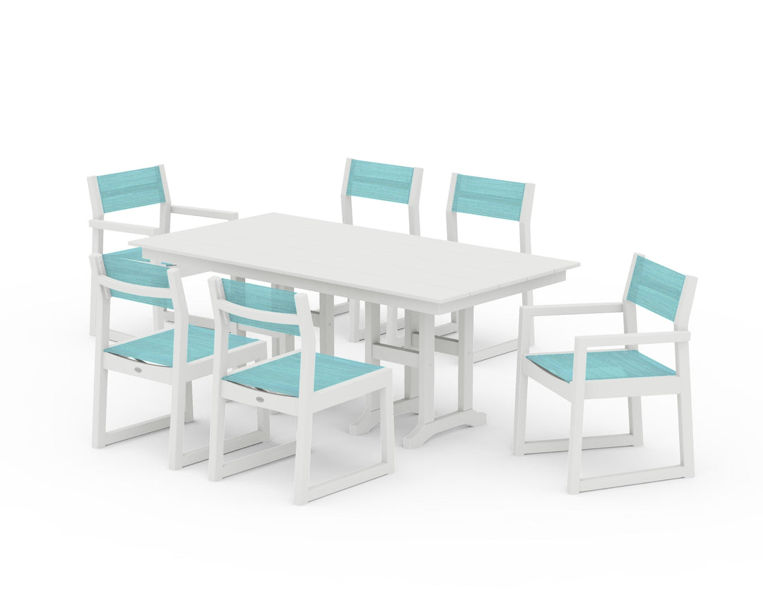 POLYWOOD® EDGE Sling 7-Piece Farmhouse Dining Set