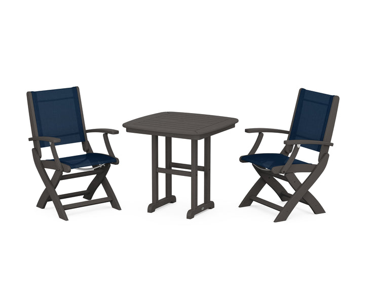POLYWOOD® Coastal Folding Chair 3-Piece Dining Set
