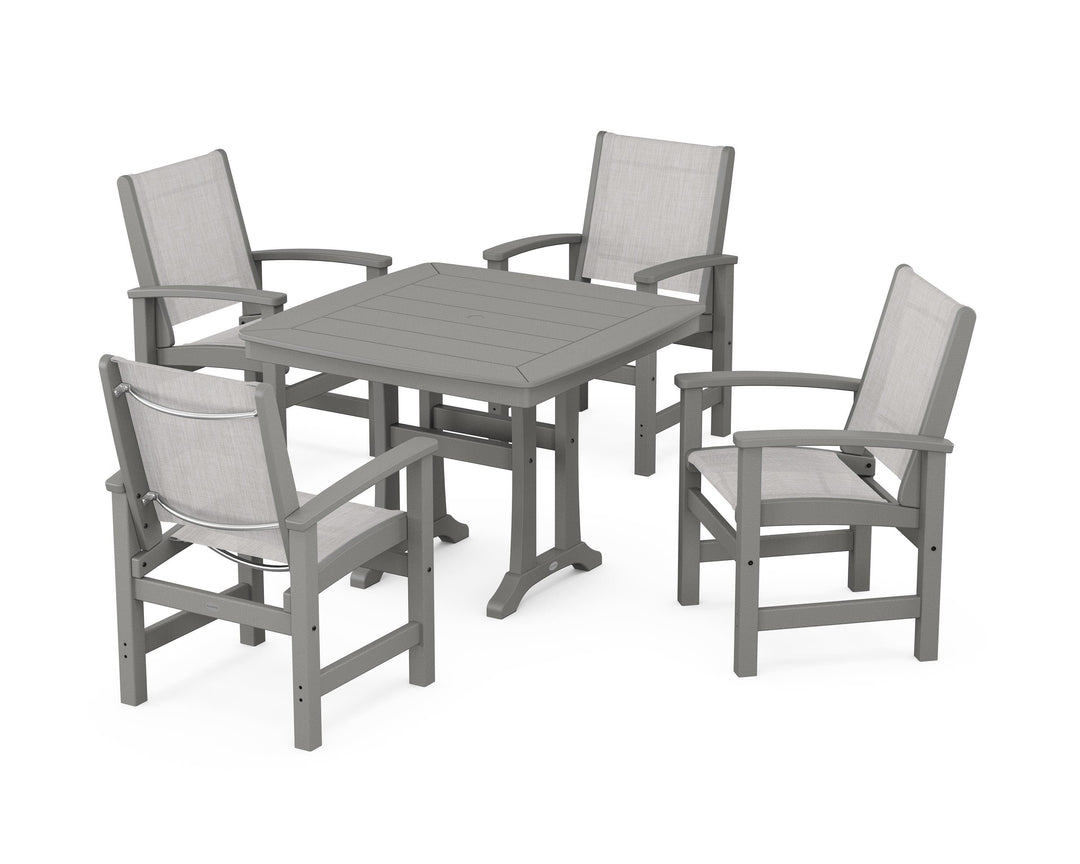 POLYWOOD® Coastal 5-Piece Dining Set with Trestle Legs