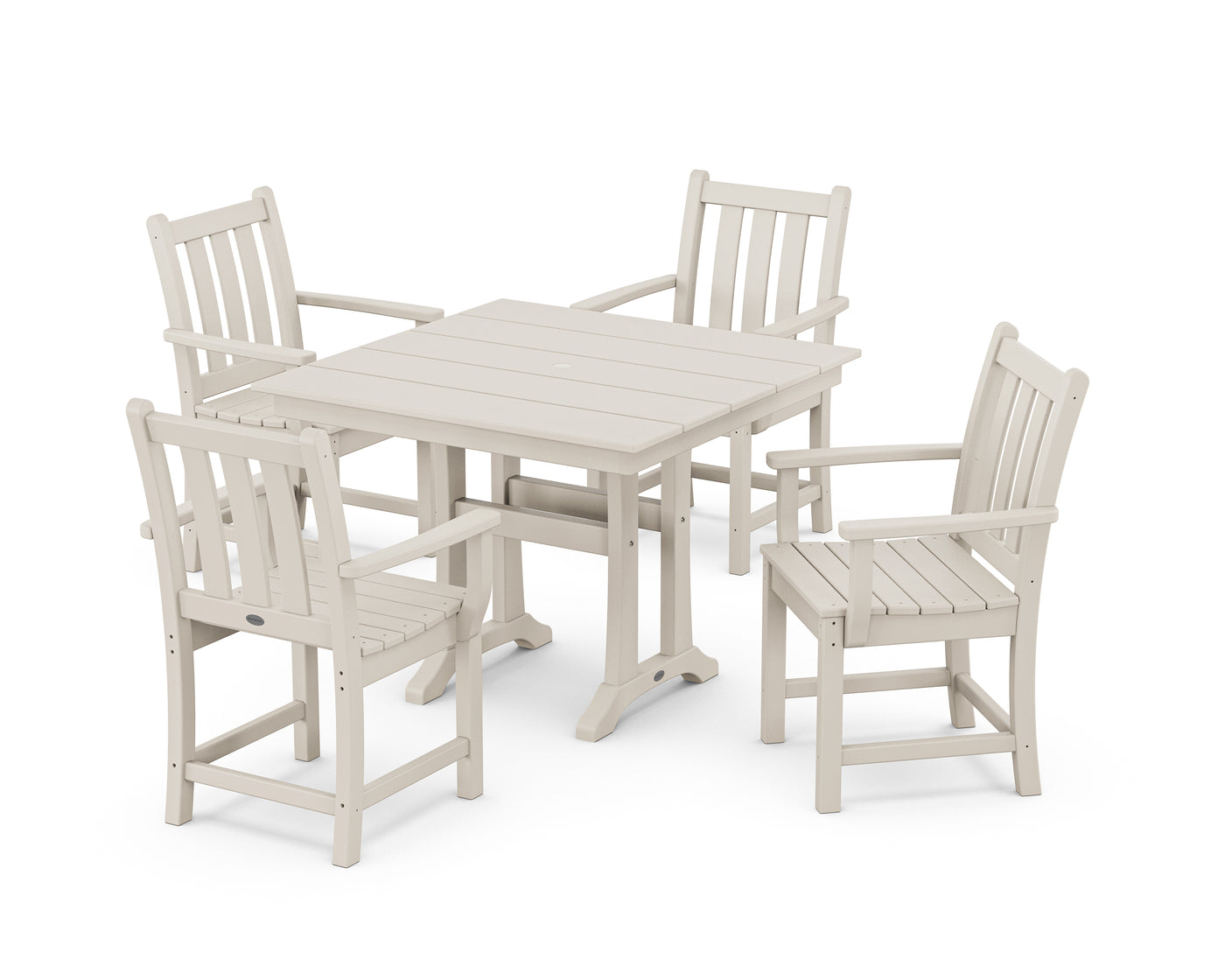 Traditional Garden 5-Piece Farmhouse Dining Set With Trestle Legs