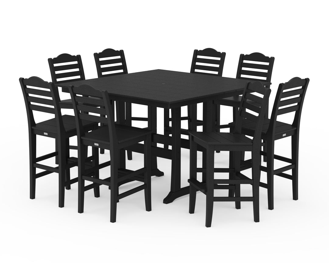 Draper James™ by  POLYWOOD® Savannah Side Chair 9-Piece Square Farmhouse Bar Set with Trestle Legs