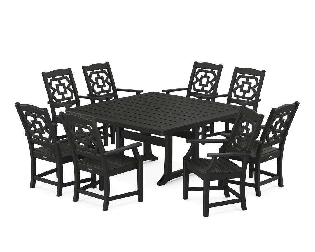 Martha Stewart by POLYWOOD® Chinoiserie 9-Piece Square Dining Set with Trestle Legs