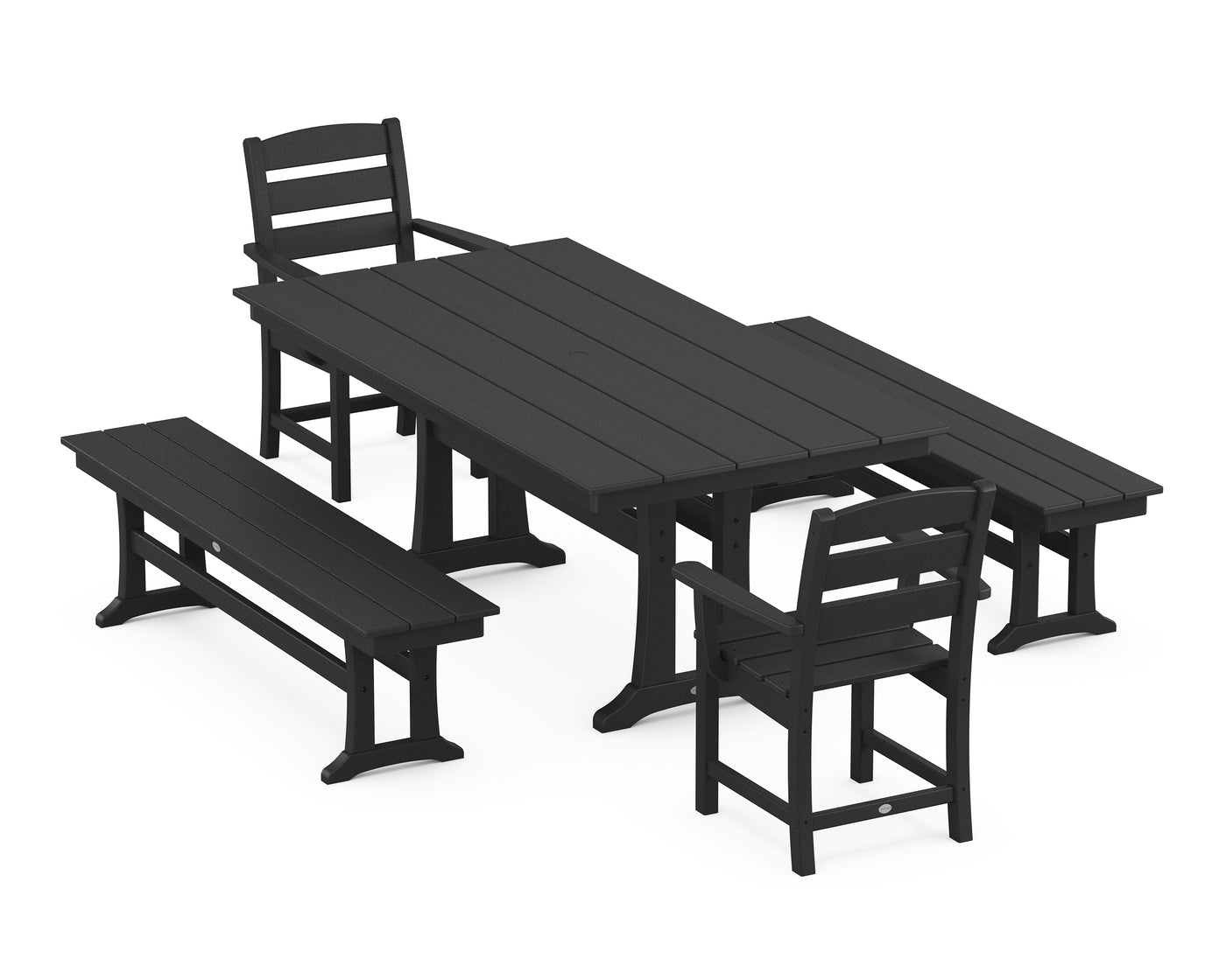 Lakeside 5-Piece Farmhouse Dining Set With Trestle Legs