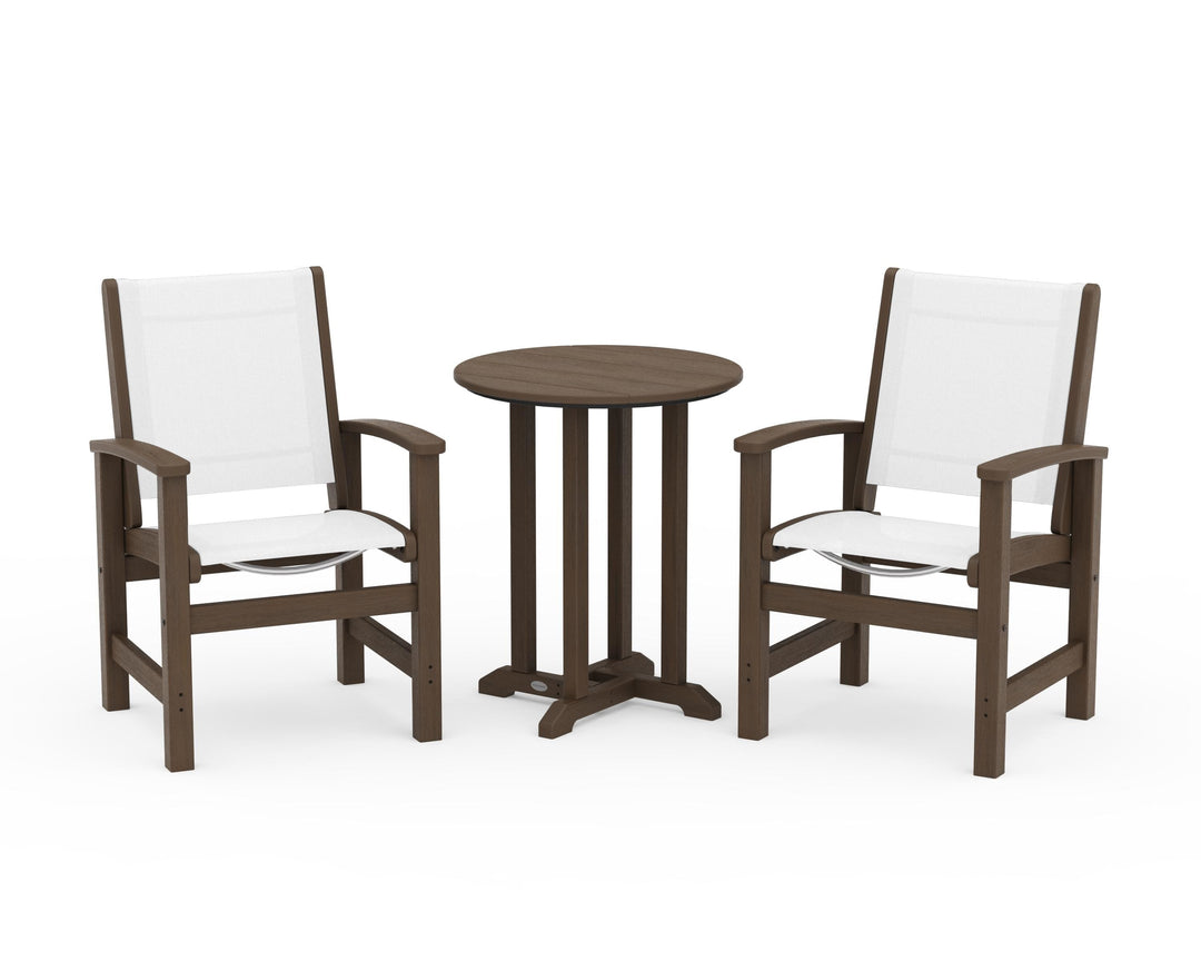 POLYWOOD® Coastal 3-Piece Round Bistro Dining Set