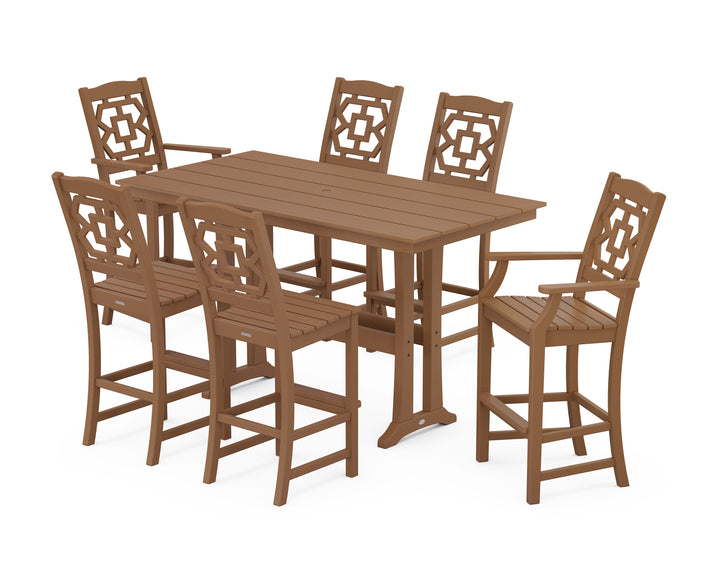 Martha Stewart by POLYWOOD® Chinoiserie 7-Piece Farmhouse Bar Set with Trestle Legs