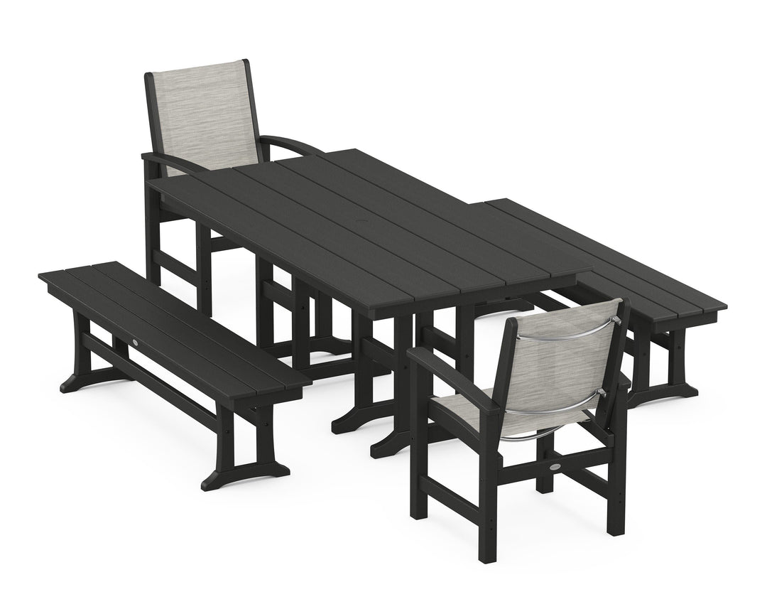 POLYWOOD® Coastal 5-Piece Farmhouse Dining Set