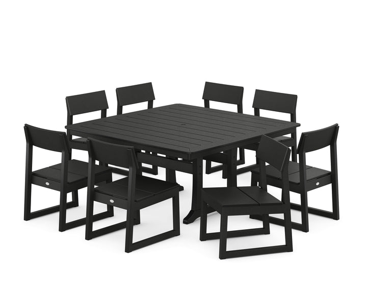 POLYWOOD® EDGE Side Chair 9-Piece Dining Set with Trestle Legs