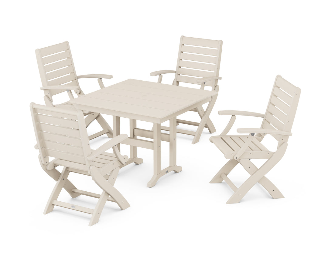 POLYWOOD® Signature Folding Chair 5-Piece Farmhouse Dining Set