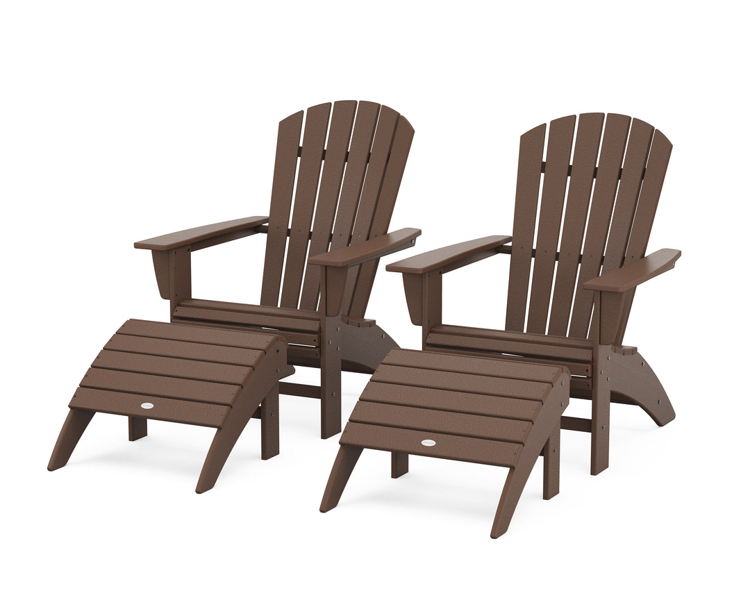 POLYWOOD® Nautical Curveback Adirondack Chair 4-Piece Set with Ottomans