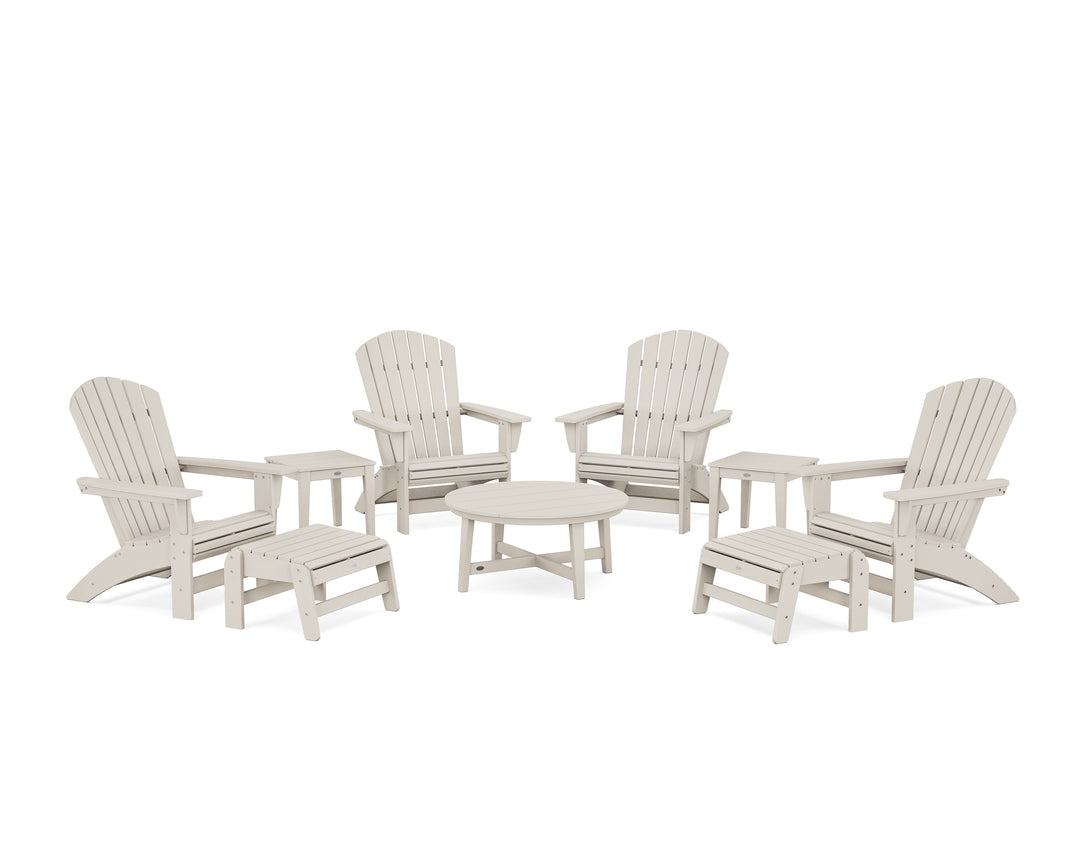 POLYWOOD® Nautical Grand Adirondack 9-Piece Conversation Set