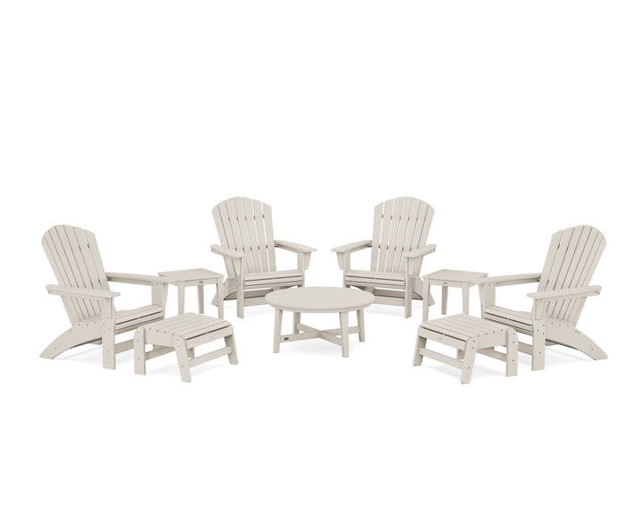 POLYWOOD® Nautical Grand Adirondack 9-Piece Conversation Set
