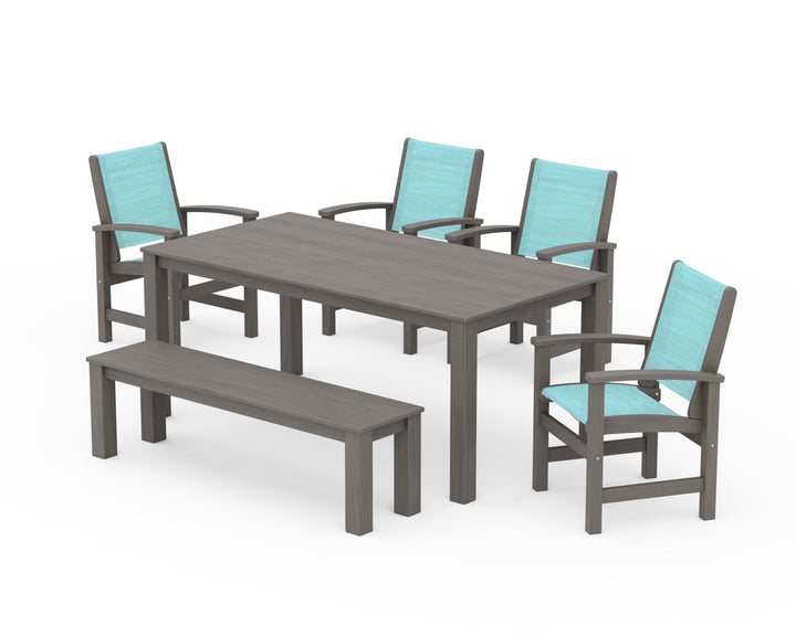 POLYWOOD® Coastal 6-Piece Parsons Dining Set with Bench