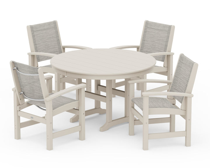 POLYWOOD® Coastal 5-Piece Round Farmhouse Dining Set
