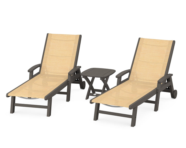 POLYWOOD® Coastal 3-Piece Wheeled Chaise Set