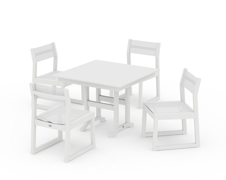 POLYWOOD® EDGE Sling Side Chair 5-Piece Farmhouse Dining Set