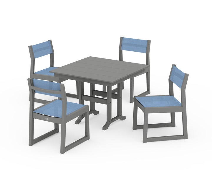 POLYWOOD® EDGE Sling Side Chair 5-Piece Farmhouse Dining Set