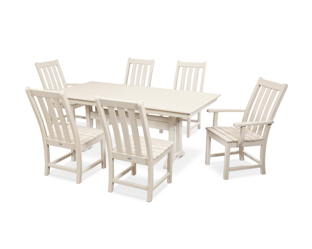 POLYWOOD® Vineyard 7-Piece Farmhouse Dining Set with Trestle Legs
