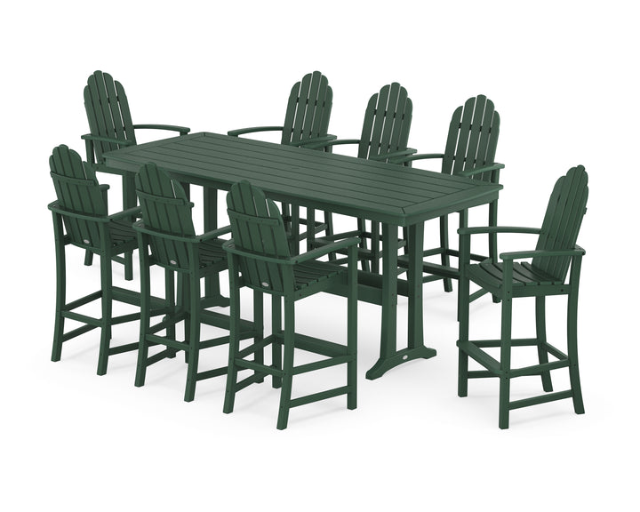 POLYWOOD® Classic Adirondack 9-Piece Bar Set with Trestle Legs