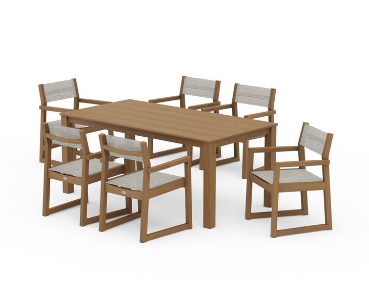 POLYWOOD® EDGE Sling Arm Chair 7-Piece Parsons Dining Set