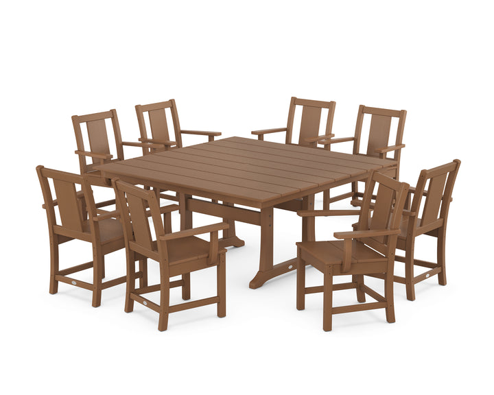 POLYWOOD® Prairie 9-Piece Square Farmhouse Dining Set with Trestle Legs
