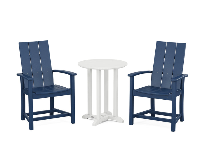 POLYWOOD® Modern Adirondack 3-Piece Round Farmhouse Bistro Dining Set