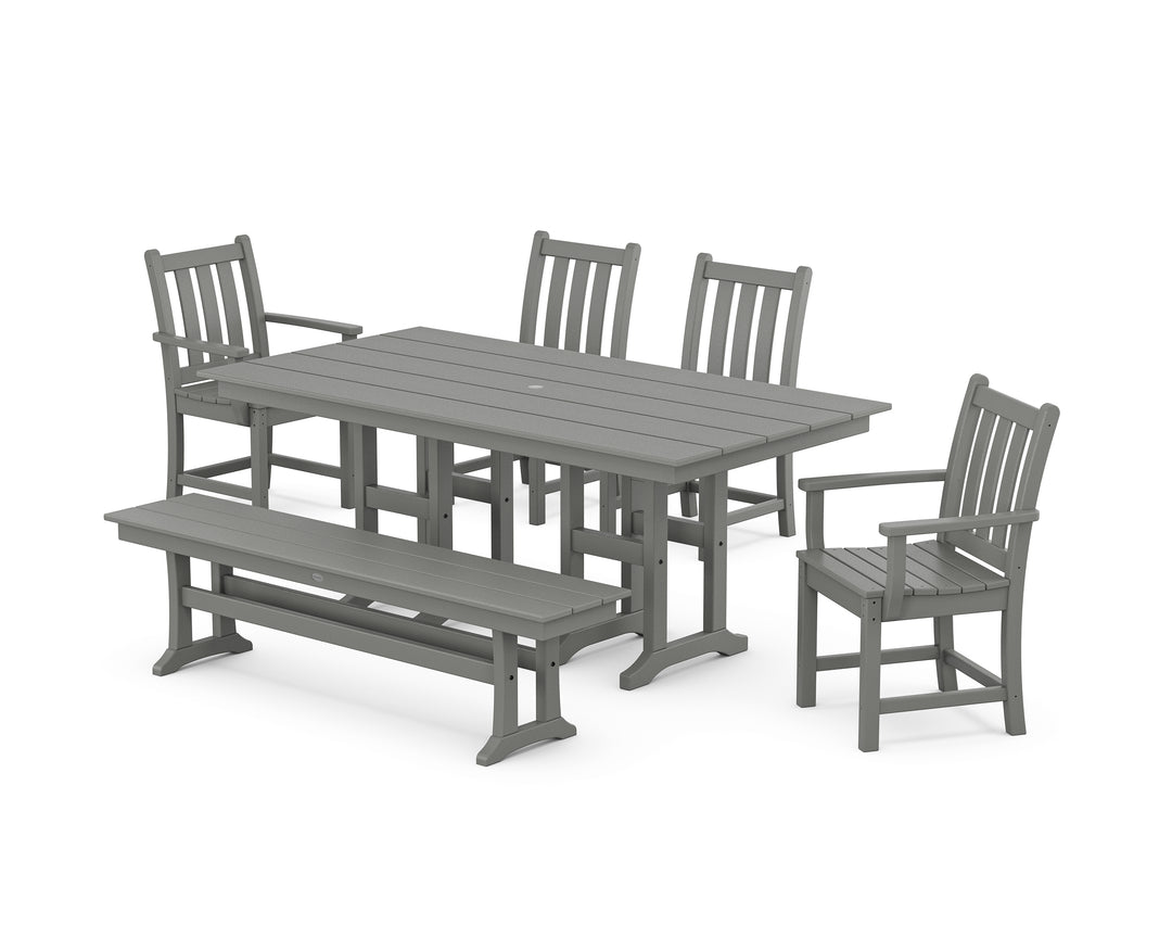 POLYWOOD® Traditional Garden 6-Piece Farmhouse Dining Set with Bench
