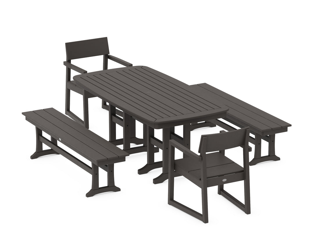 POLYWOOD® EDGE 5-Piece Dining Set with Benches