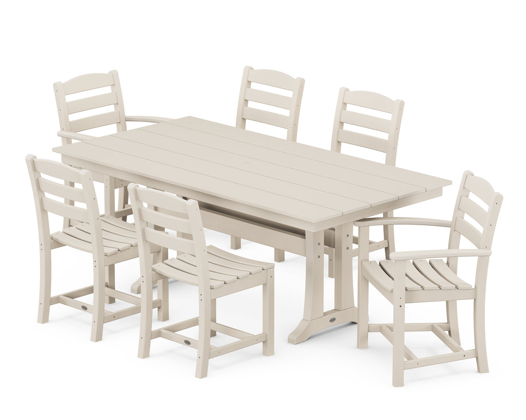 POLYWOOD® La Casa Café 7-Piece Farmhouse Dining Set with Trestle Legs