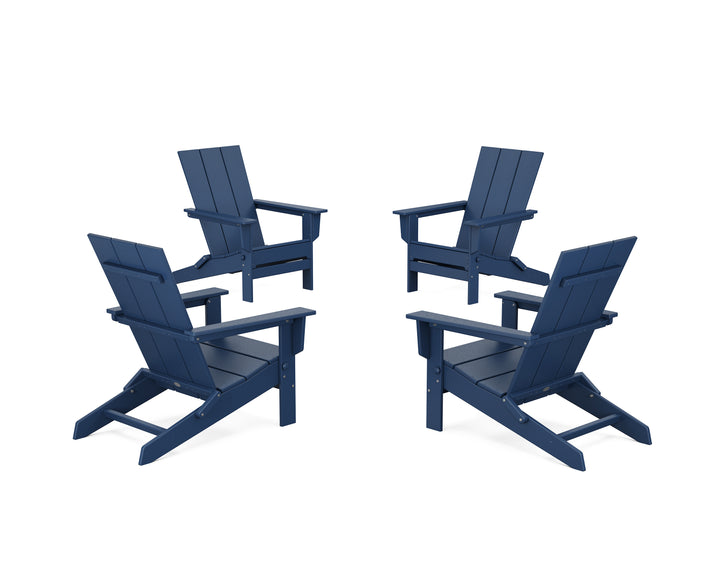 POLYWOOD® 4-Piece Modern Studio Folding Adirondack Chair Conversation Set