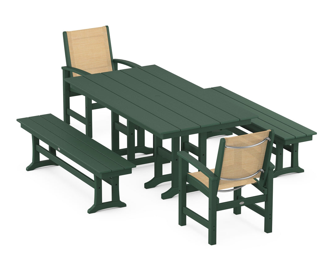 POLYWOOD® Coastal 5-Piece Farmhouse Dining Set