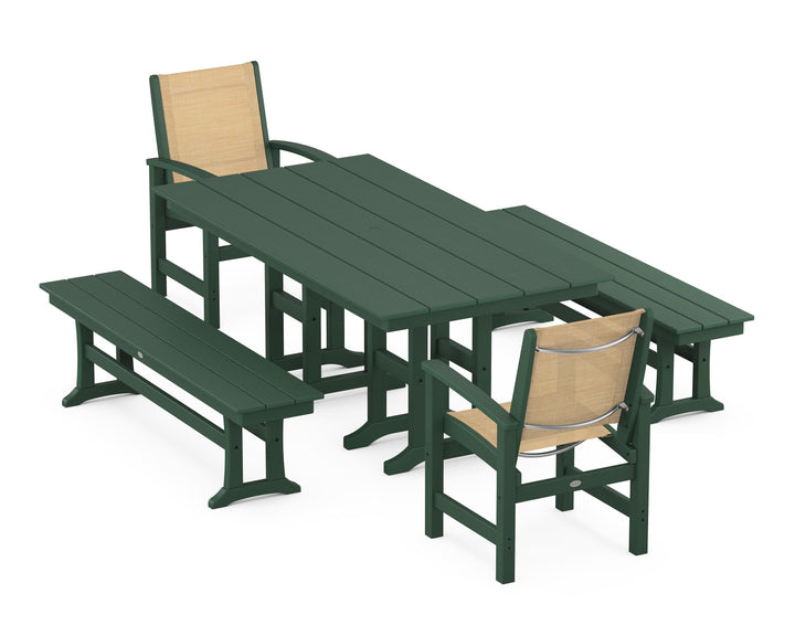 POLYWOOD® Coastal 5-Piece Farmhouse Dining Set