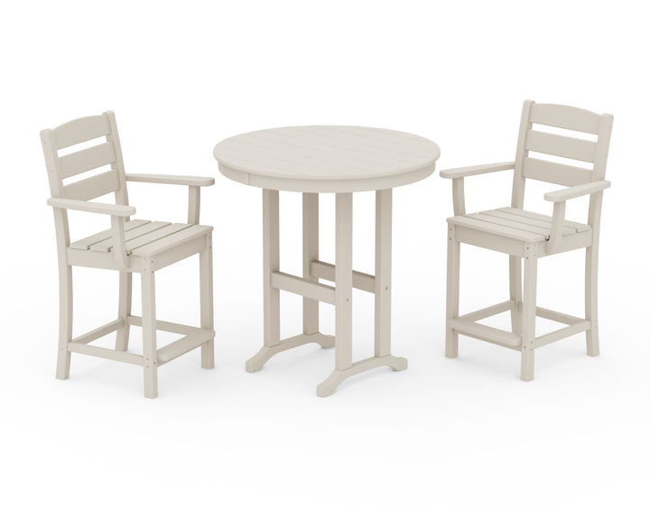 POLYWOOD® Lakeside 3-Piece Round Farmhouse Arm Chair Counter  Set
