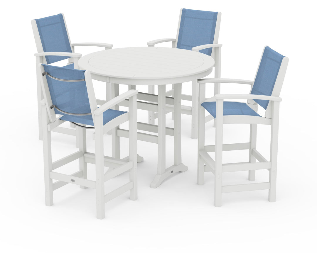 POLYWOOD® Coastal 5-Piece Nautical Trestle Bar Set