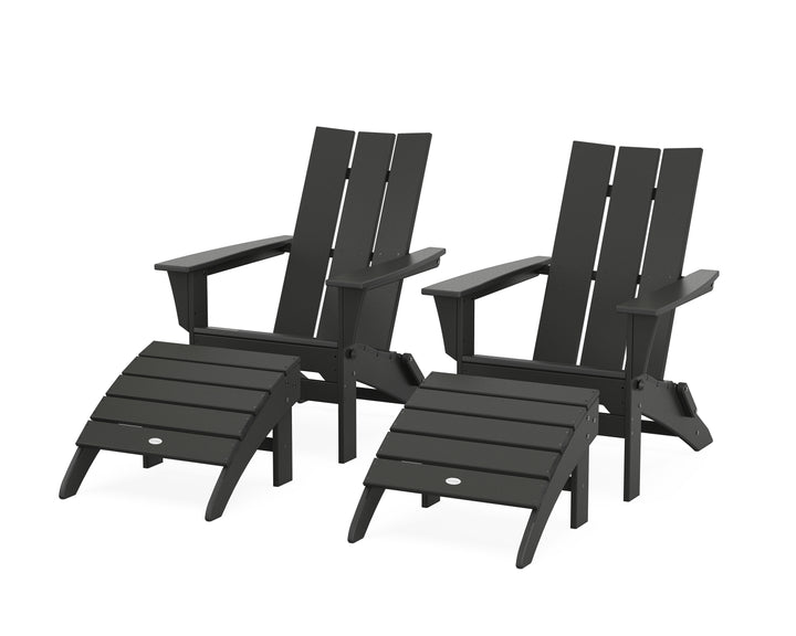 POLYWOOD® Modern Folding Adirondack Chair 4-Piece Set with Ottomans