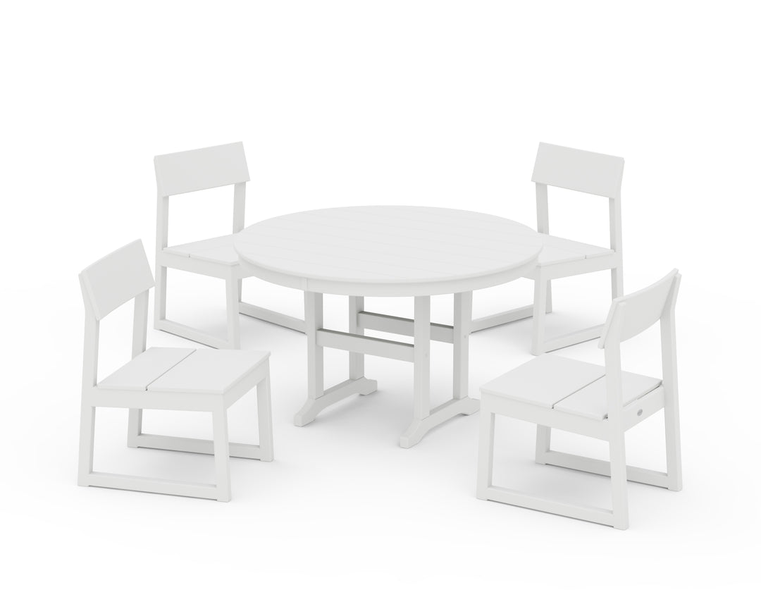 POLYWOOD® EDGE Side Chair 5-Piece Round Farmhouse Dining Set