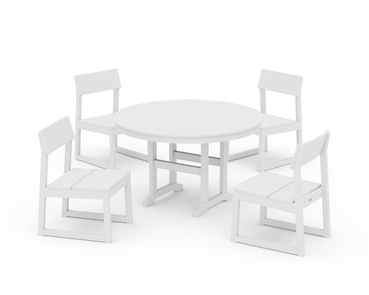 POLYWOOD® EDGE Side Chair 5-Piece Round Farmhouse Dining Set