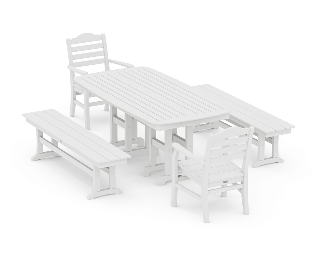 POLYWOOD® Savannah 5-Piece Dining Set with Benches