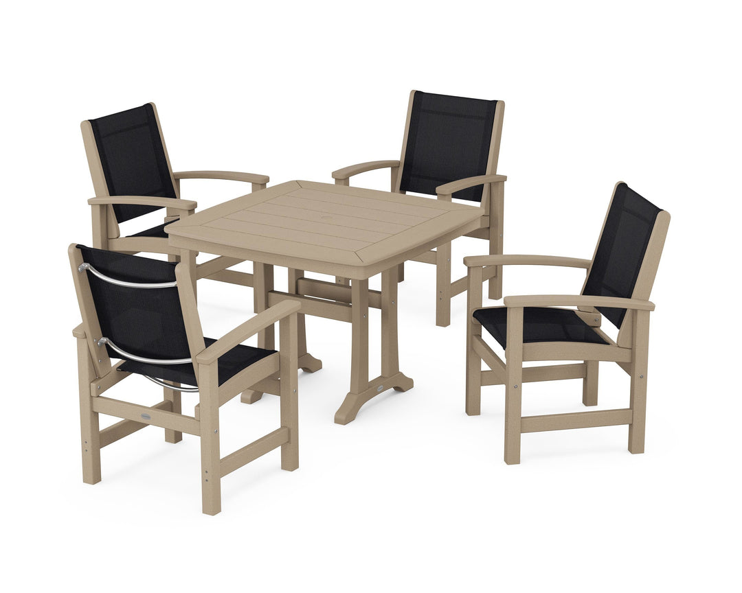 POLYWOOD® Coastal 5-Piece Dining Set with Trestle Legs