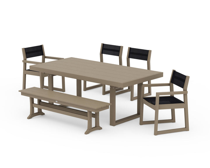 POLYWOOD® EDGE Sling 6-Piece Dining Set with Bench
