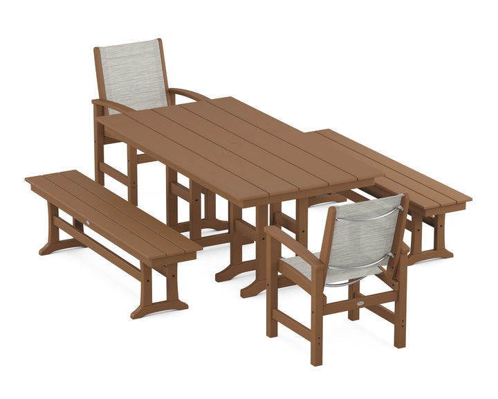 POLYWOOD® Coastal 5-Piece Farmhouse Dining Set