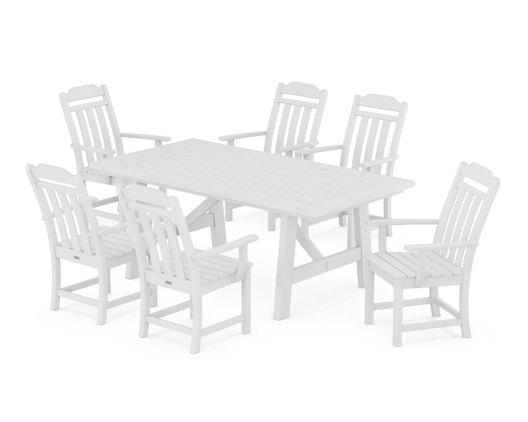 Country Living Cottage Arm Chair 7-Piece Rustic Farmhouse Dining Set