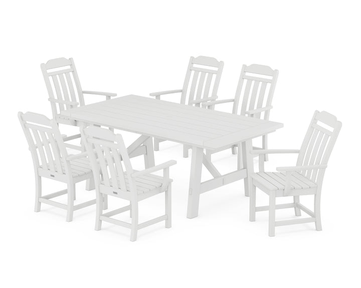 Country Living Cottage Arm Chair 7-Piece Rustic Farmhouse Dining Set