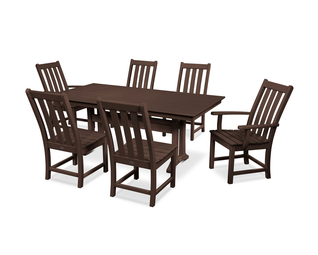 POLYWOOD® Vineyard 7-Piece Farmhouse Dining Set with Trestle Legs