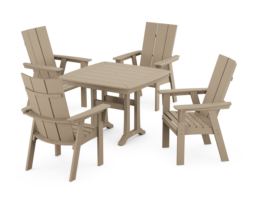 POLYWOOD® Modern Adirondack 5-Piece Dining Set with Trestle Legs