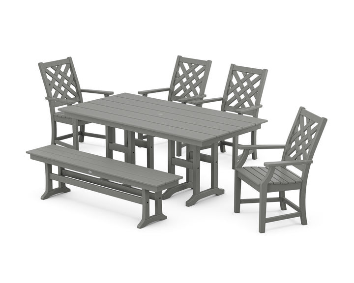 Country Living Wovendale 6-Piece Farmhouse Dining Set with Bench