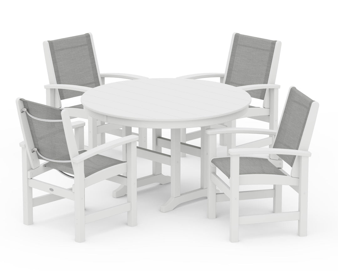 POLYWOOD® Coastal 5-Piece Round Farmhouse Dining Set