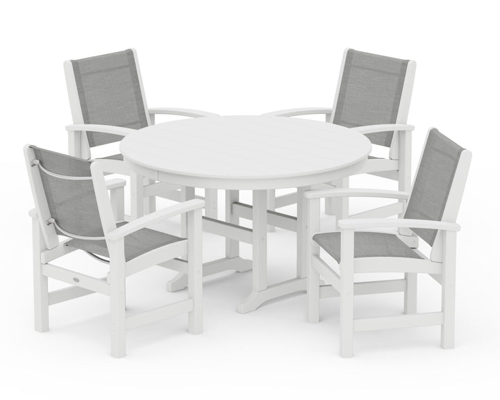 POLYWOOD® Coastal 5-Piece Round Farmhouse Dining Set