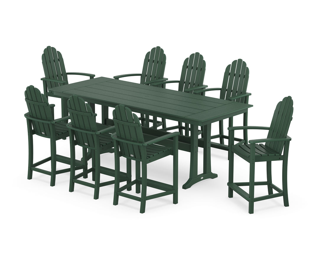 POLYWOOD® Classic Adirondack 9-Piece Farmhouse Counter Set with Trestle Legs