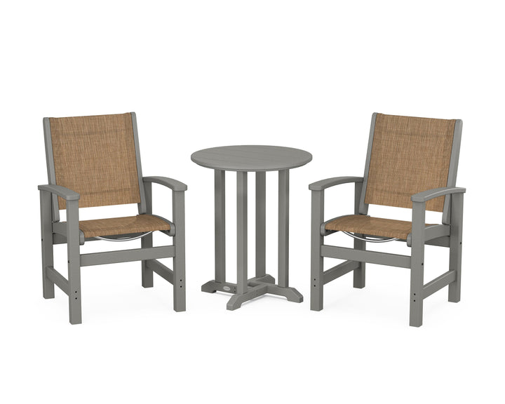 POLYWOOD® Coastal 3-Piece Round Bistro Dining Set